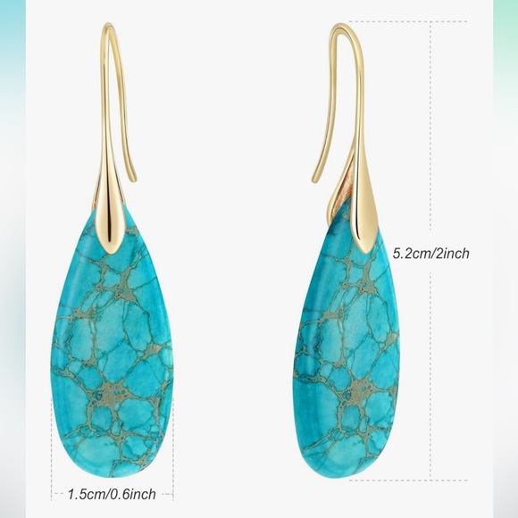 Jewelry - 🆕 Natural Healing Stone Fishhoop Dangle Drop Earrings Statement